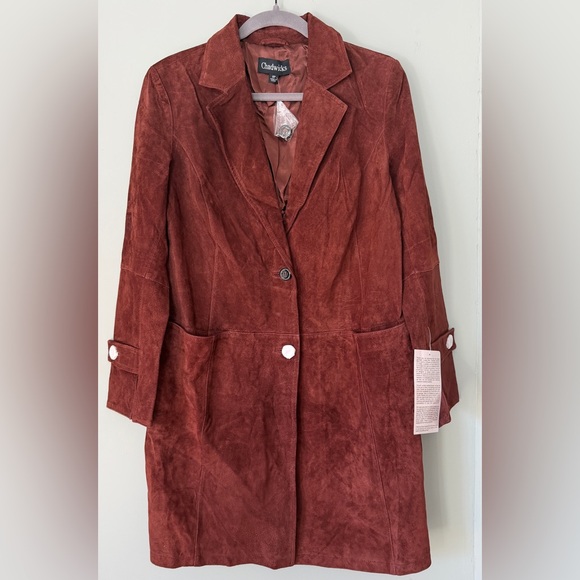 Chadwick’s Genuine Suede Coat Brown Leather Vintage Inspired Size 8 Petite NWT - Picture 2 of 10